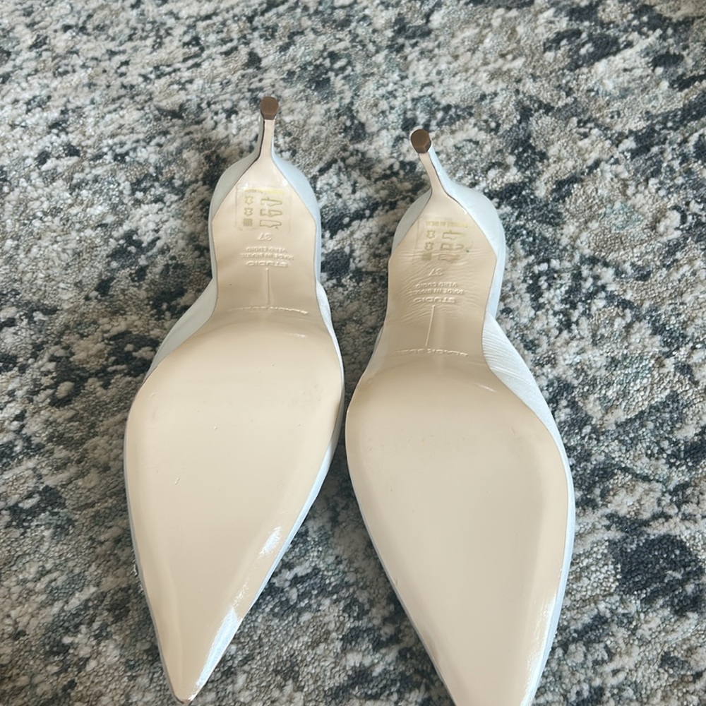 Black Suede Studio White Mules with Crystal Embellishment Wedding leather - Picture 3 of 8
